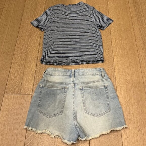 AMERICAN EAGLE Next Level Refuge High Rise Criss Cross Denim Shorts Size… - Picture 3 of 7